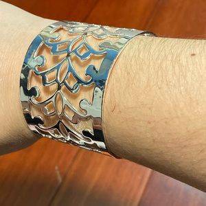 Silver tone bangle cuff